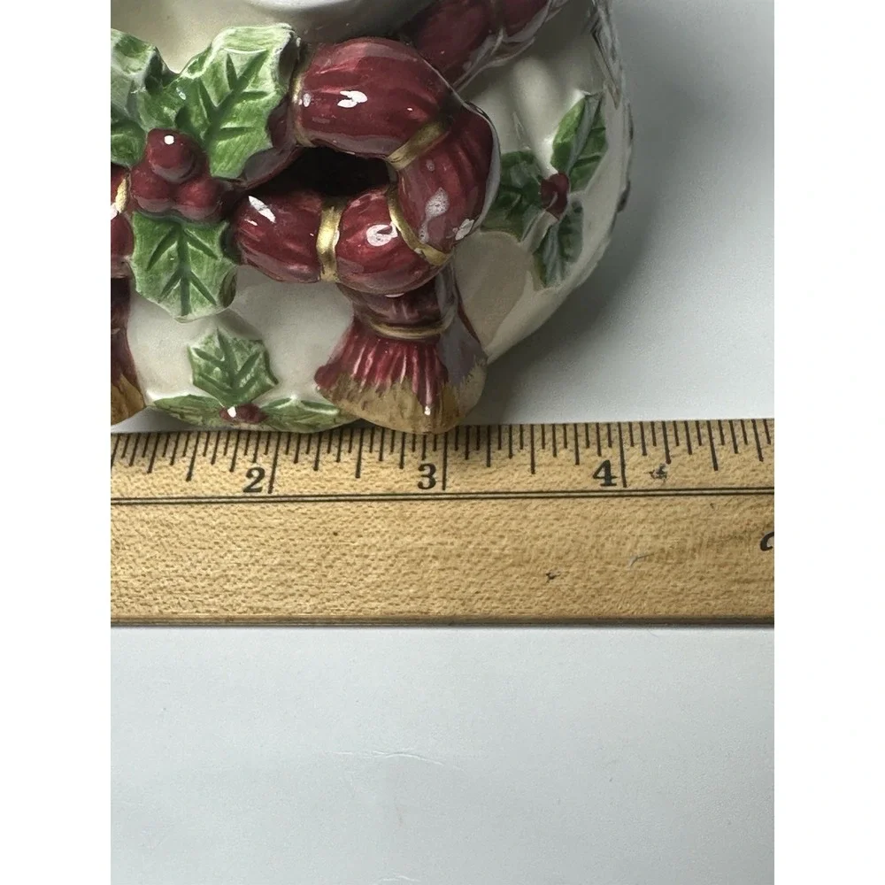 Fitz & Floyd Deck The Halls Christmas Potpourri‎ Bowl Dish Holly Bow Decoration